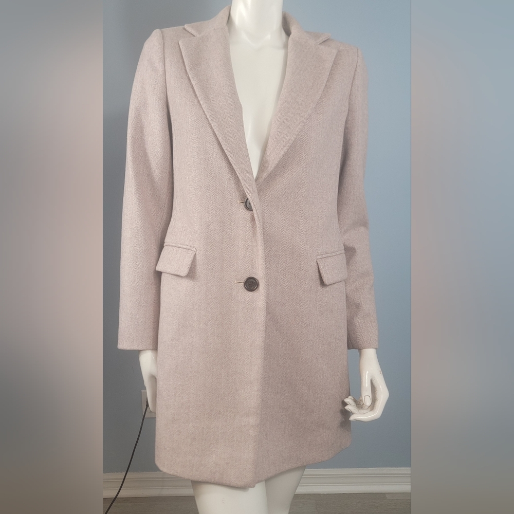 Lauren Ralph Lauren black label Herringbone wool blend dusty pink  coat size 4 - Picture 12 of 15